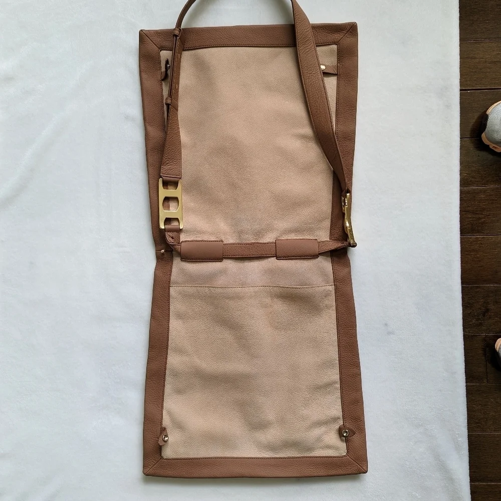 rag & bone Olympus Hobo Large Shoulder Pebbled Leather Nubuck Honey Beige NWOT
